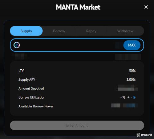 Manta airdrop guide: Supply pop-up window.