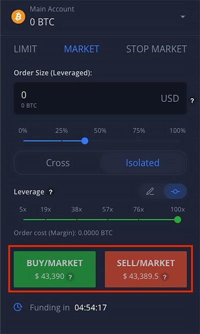 Margex review: buy and sell orders.