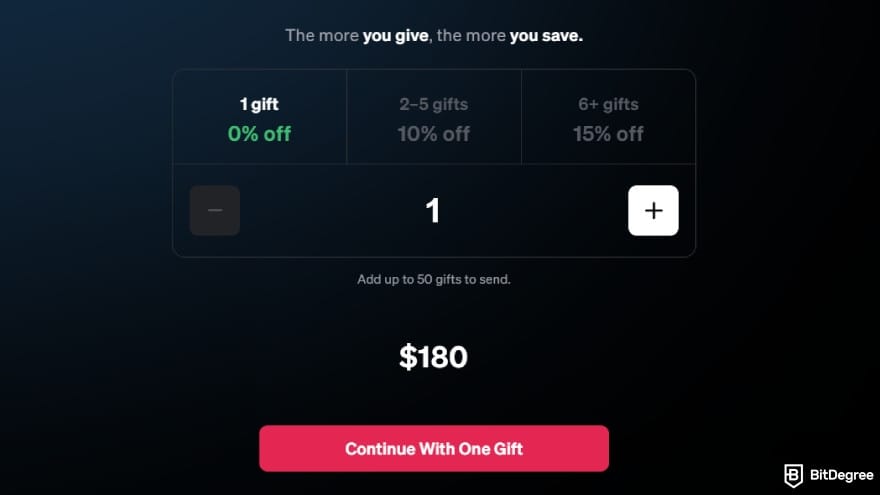 MasterClass Black Friday: choose the amount of gift to send. MasterClass Black Friday: choose the amount of gift to send.