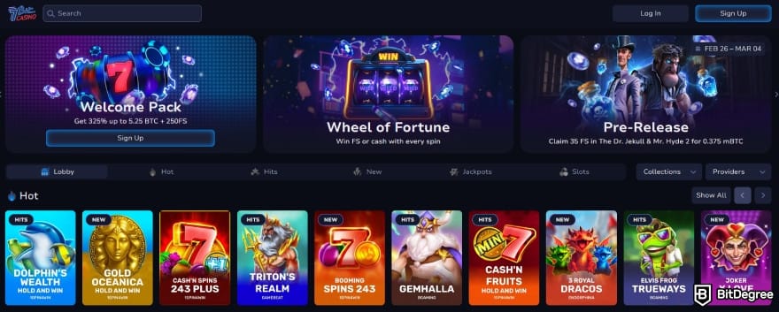 Mega Dice casino review: 7Bit Casino homepage.