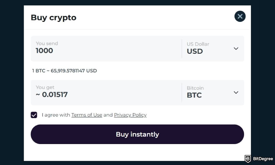 Mega Dice casino review: buying crypto with USD.