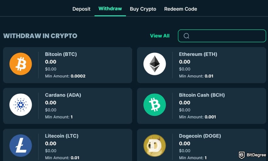 Mega Dice casino review: you can only make crypto withdrawals.