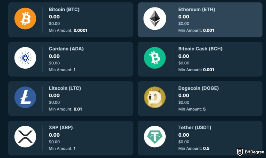 Mega Dice Casino review: choose the token.