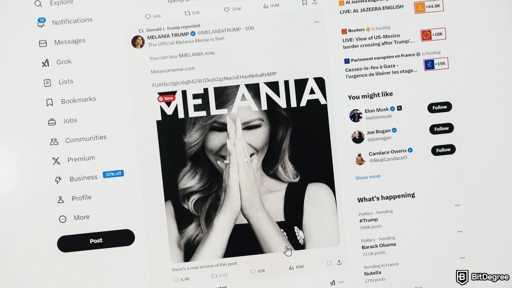 Melania Trump Backs MELANIA Token Despite Sale Questions