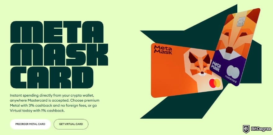 MetaMask review: MetaMask Card landing page.