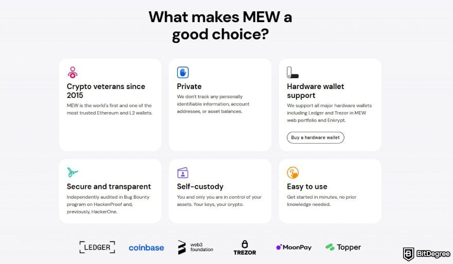MetaMask review: MyEtherWallet core features.