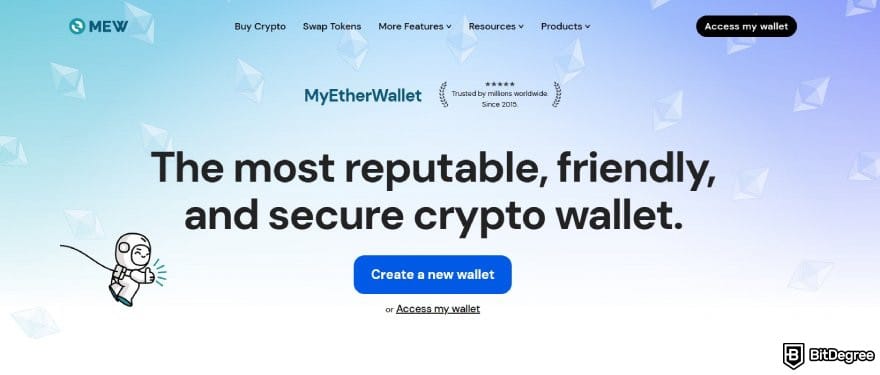 MetaMask review: MyEtherWallet homepage.