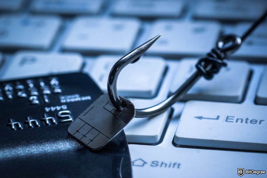MetaMask review: a credit card attached to a fishing hook.