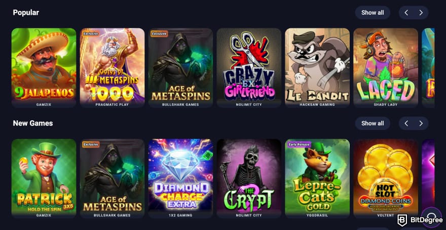 Metaspins review: Metaspins games page. Metaspins review: Metaspins games page.