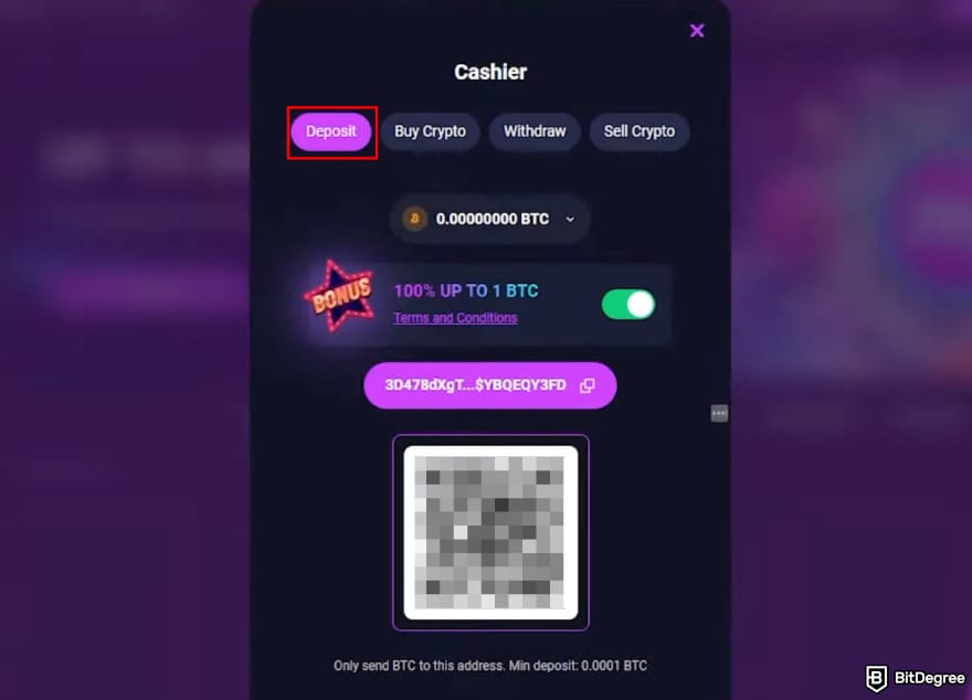 Metaspins review: Metaspins app highlighting the [Deposit] page.