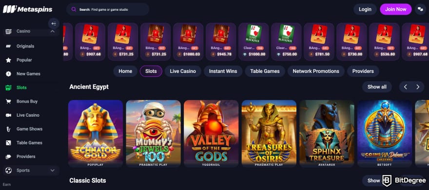 Metaspins review: Metaspins slots page. Metaspins review: Metaspins slots page.