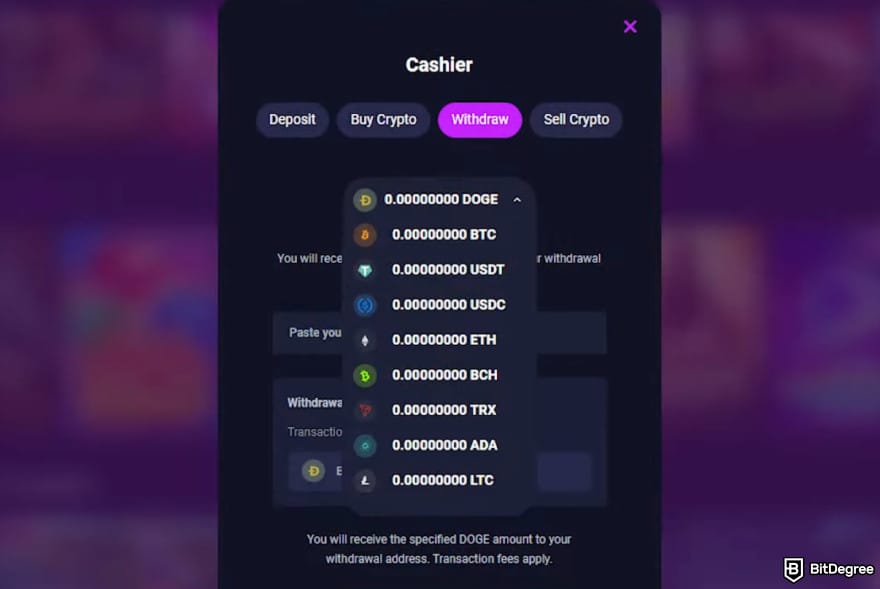 Metaspins review: Metaspins withdraw page. Metaspins review: Metaspins withdraw page.
