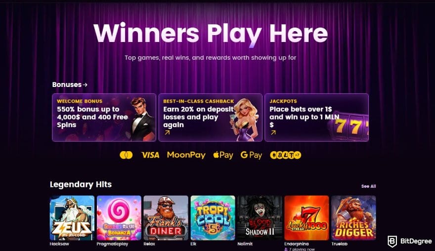 MetaWin Casino review: iWild Casino's homepage.