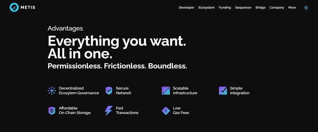 Metis airdrop: the advantages of using Metis.