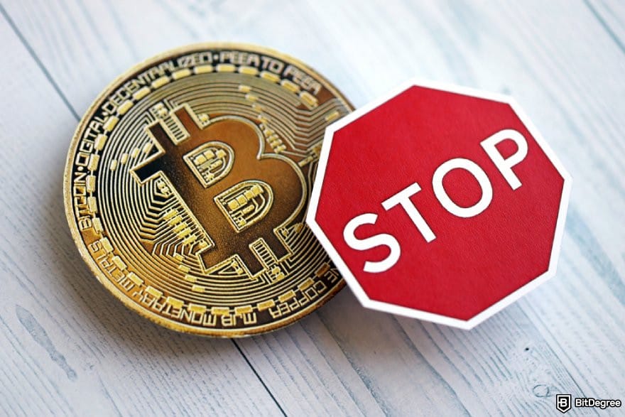 MEXC copy trading: a BTC coin and a mini stop sign.