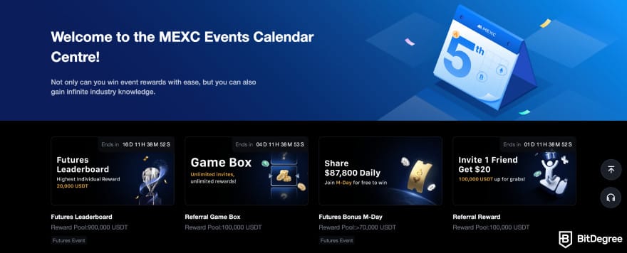 MEXC copy trading: events calendar.