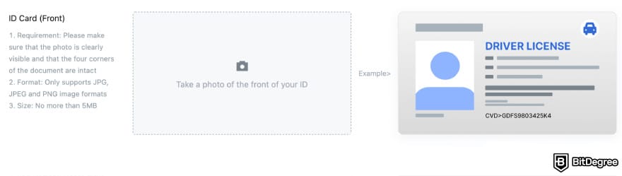 MEXC KYC: requirements for uploading an ID photo for MEXC KYC verification.