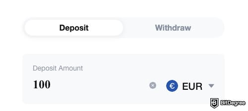 MEXC review: pick the deposit amount.