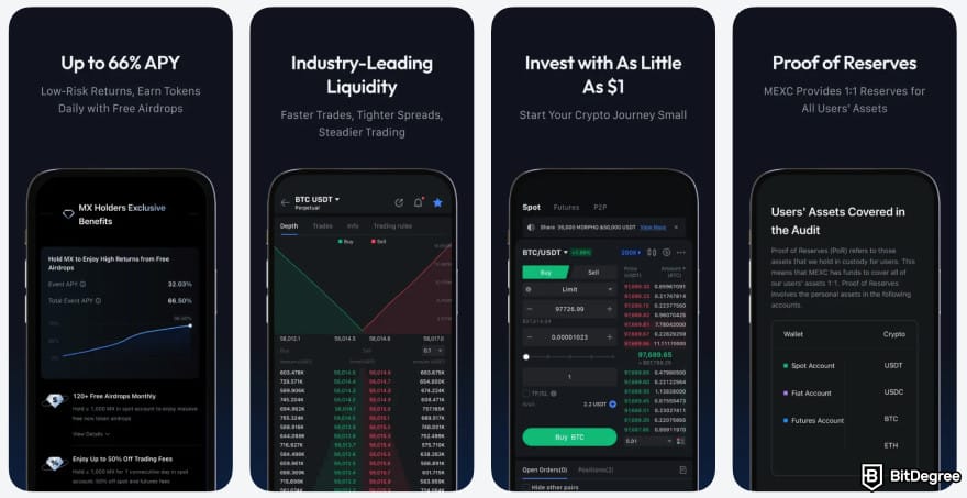 MEXC review: MEXC's mobile app on iOS devices.