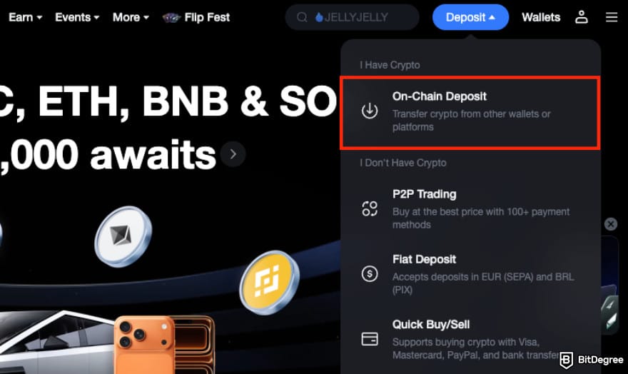 MEXC review: on-chain deposit.