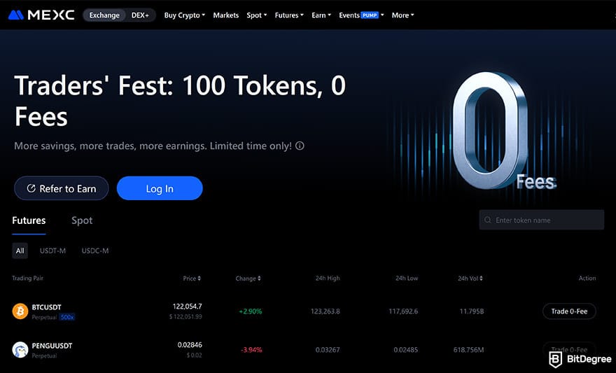 MEXC review: low trading fees.