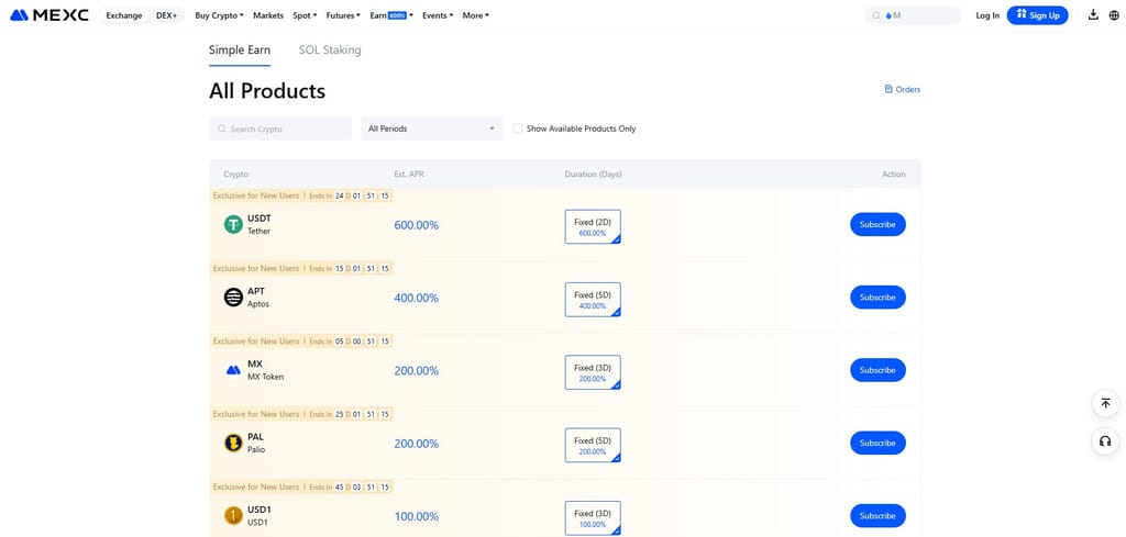 MEXC staking: a list of exclusive coins on MEXC.