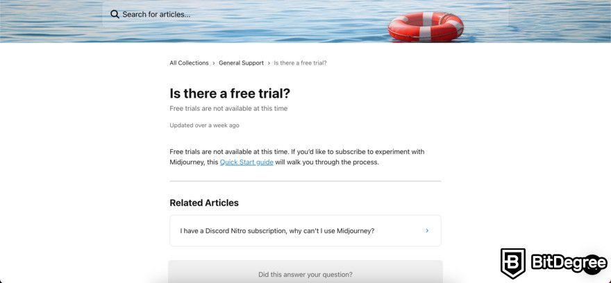 Midjourney review: FAQ about free trial.