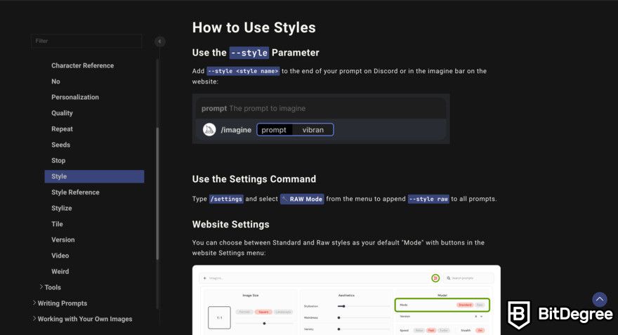 Midjourney review: article on how to use styles.