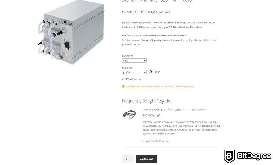 Mining Wholesale review: select add to chart.