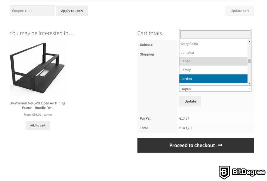 Mining Wholesale review: shipping options.