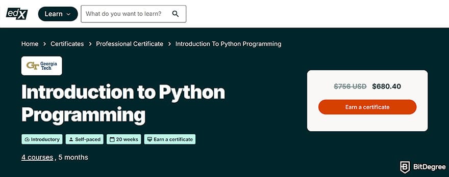 MIT data science certificate: introduction to python programming.