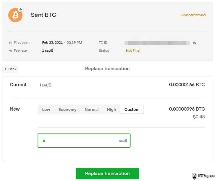 Money stuck in DeFi wallet: replace transaction.