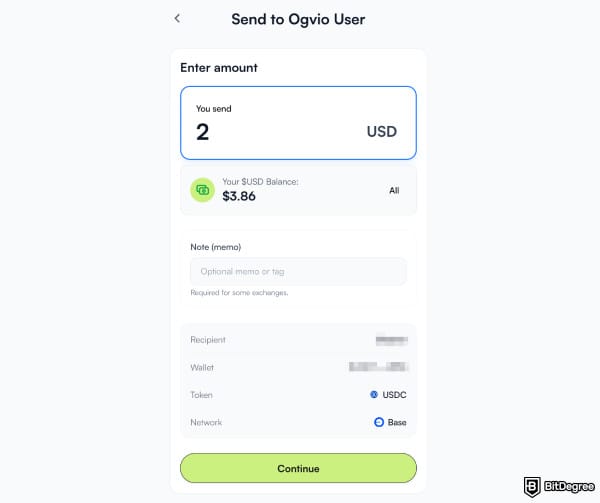 MoneyGram alternatives: choosing the amount to send with Ogvio.