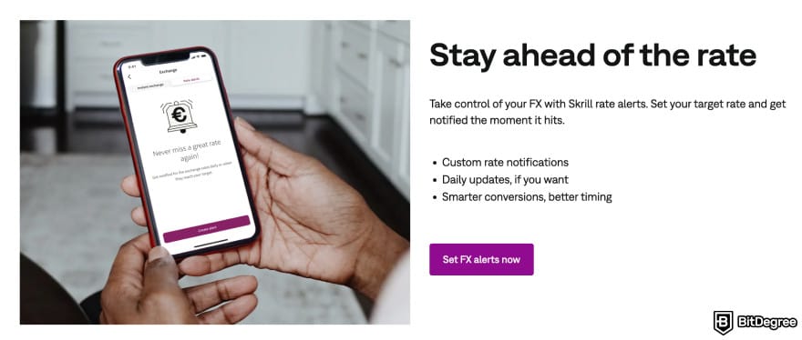 MoneyGram alternatives: Skrill exchange rate alerts.