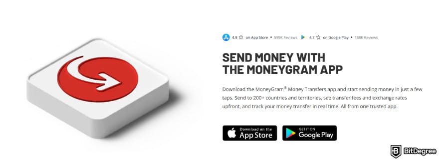 MoneyGram review: the MoneyGram app page banner.