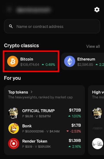 MoonPay review: the crypto market page on the MoonPay app.