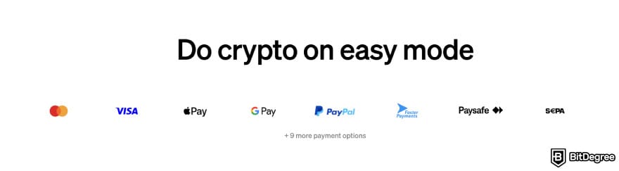 MoonPay review: payment methods on MoonPay.
