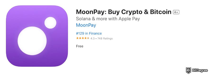 MoonPay review: MoonPay app.