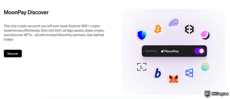 MoonPay review: MoonPay Discover expanation.