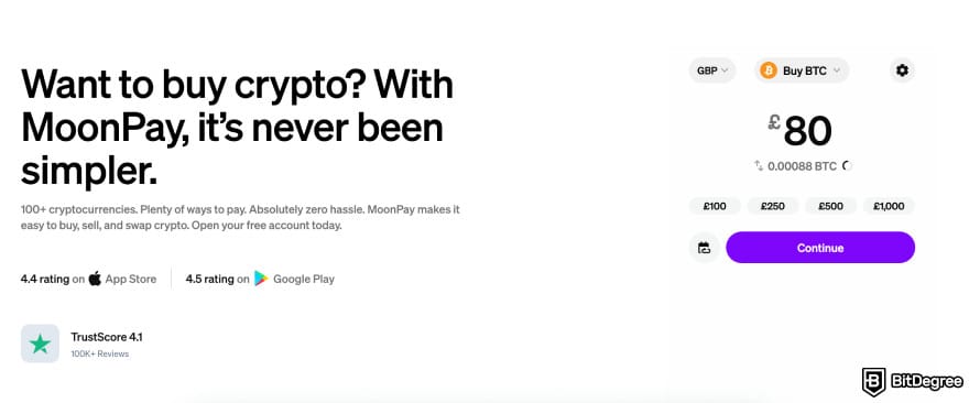 MoonPay review: ease of buying crypto.