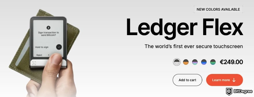 Most asked crypto questions: Ledger Flex buy page.