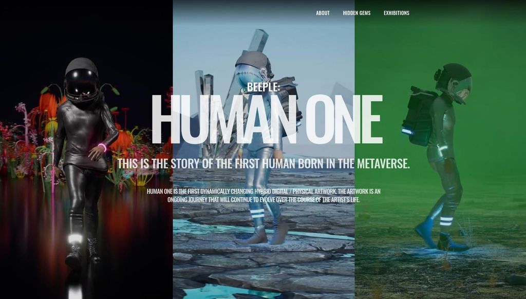 Most expensive NFT: a preview of the Human One NFT homepage.