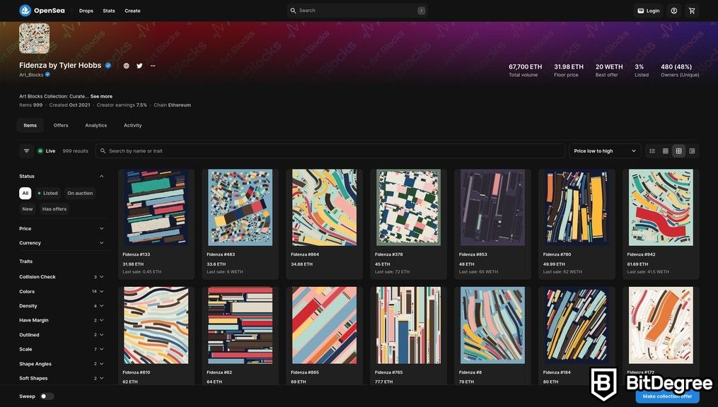 NFT phổ biến nhất: Bộ sưu tập NFT Fidenza trên OpenSea.