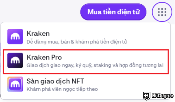 Mua WIF coin như thế nào: Chọn Kraken Pro.