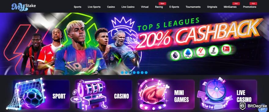 MyStake casino review: MyStake homepage.