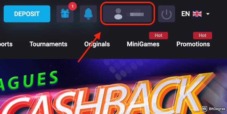 Κουμπί προφίλ χρήστη στο mystake casino