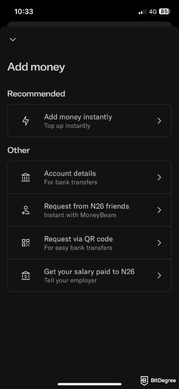 N26 review: N26 asking you to choose the payment method you want to use for top-up. N26 review: N26 asking you to choose the payment method you want to use for top-up.