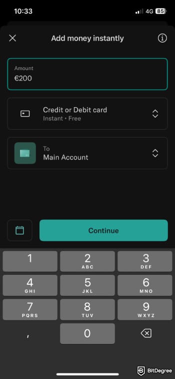 N26 review: N26 asking you to enter the amount of money you want to top-up. N26 review: N26 asking you to enter the amount of money you want to top-up.