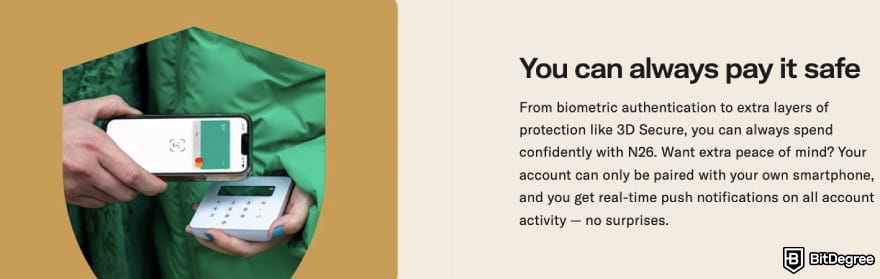 N26 review: N26 displaying one of its security measures. N26 review: N26 displaying one of its security measures.