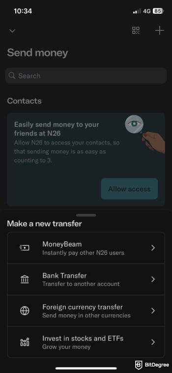 N26 review: N26 asking you to select a transfer method. N26 review: N26 asking you to select a transfer method.